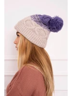 Fleecová čepice Alice K248 béžová+fialová Fleecová čepice Alice K248 béžová+fialová