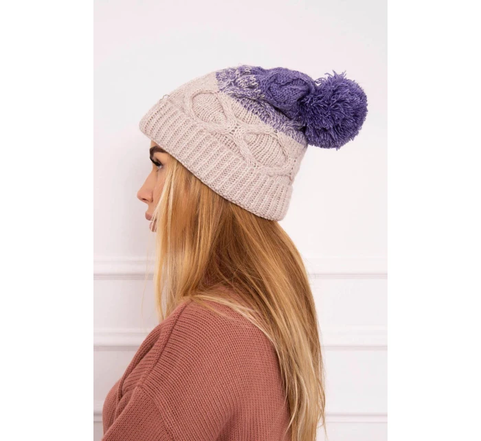 Fleecová čepice Alice K248 béžová+fialová Fleecová čepice Alice K248 béžová+fialová