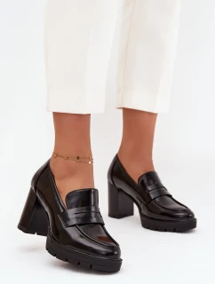 Dámské polobotky na podpatku z ekokůže Černé model 21710758 - Boto