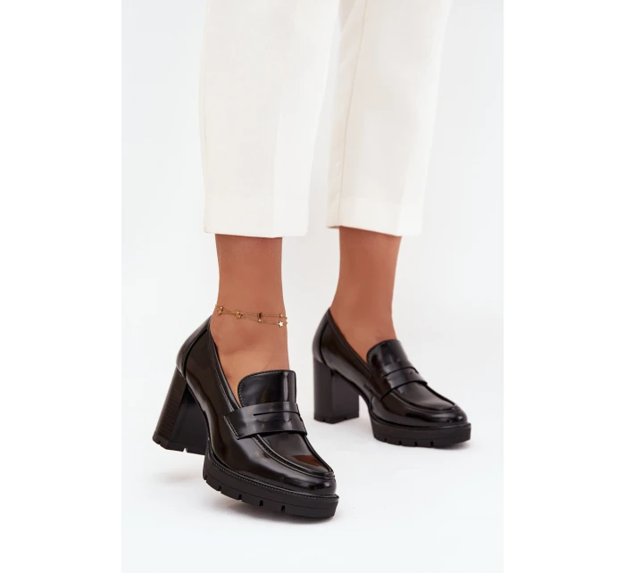 Dámské polobotky na podpatku z ekokůže Černé model 21710758 - Boto Dámské polobotky na podpatku z ekokůže Černé model 21710758 - Boto