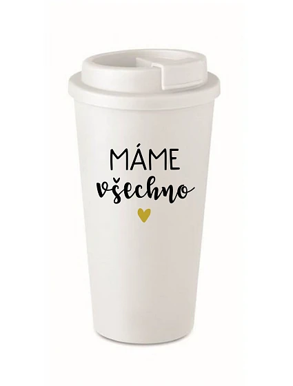 MÁME VŠECHNO - bílý termohrnek 475 ml