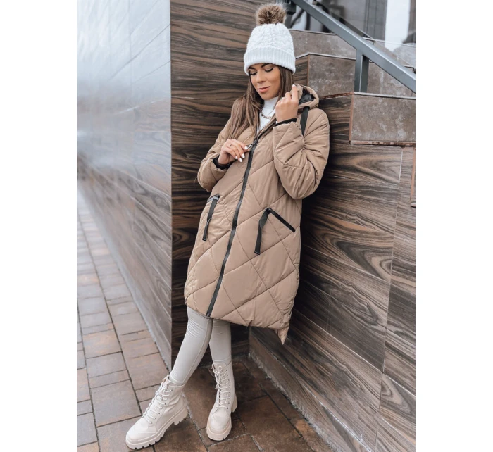 Dámská zimní bunda oversize MELODY s kapucí béžová FashionStreet TY3990