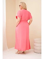Dámské šaty Plus Size s model 22159133 pasem růžová - K-Fashion Dámské šaty Plus Size s model 22159133 pasem růžová - K-Fashion