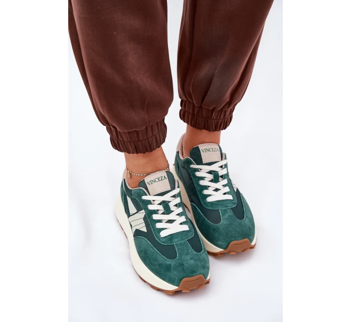 Dámské Sportovní Boty Z Semiše Na Platformě model 21686705 Zelené - VINCEZA