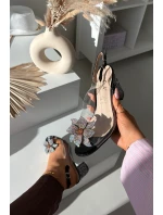 Průhledné sandály na podpatku s ozdobou model 21908408 černé - D&A