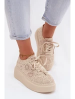 Spletané dámské tenisky na platformě Béžové Evalora Spletané dámské tenisky na platformě Béžové Evalora