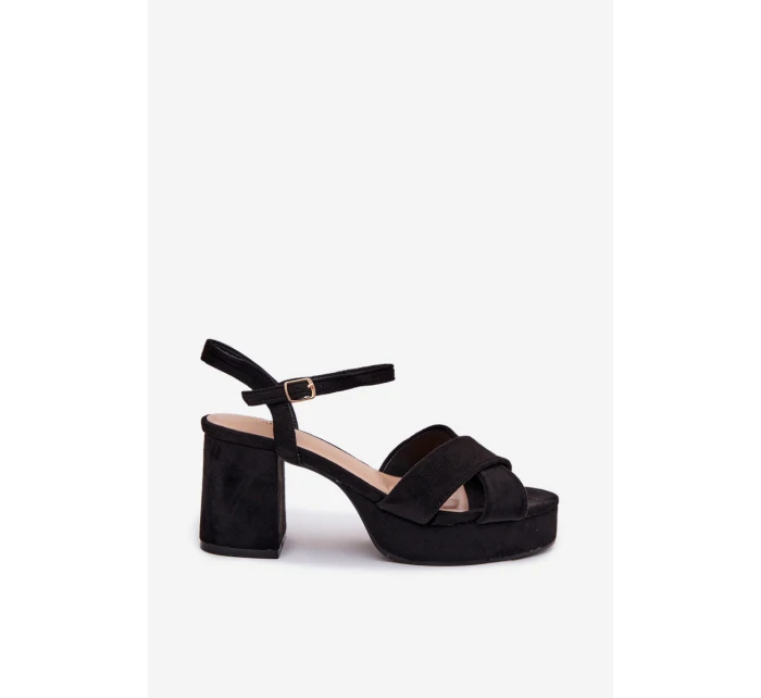 Dámské sandály na podpatku Černé Janelia