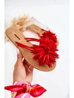 Dámské žabky s látkovým ornamentem Červené Eviana Dámské žabky s látkovým ornamentem Červené Eviana