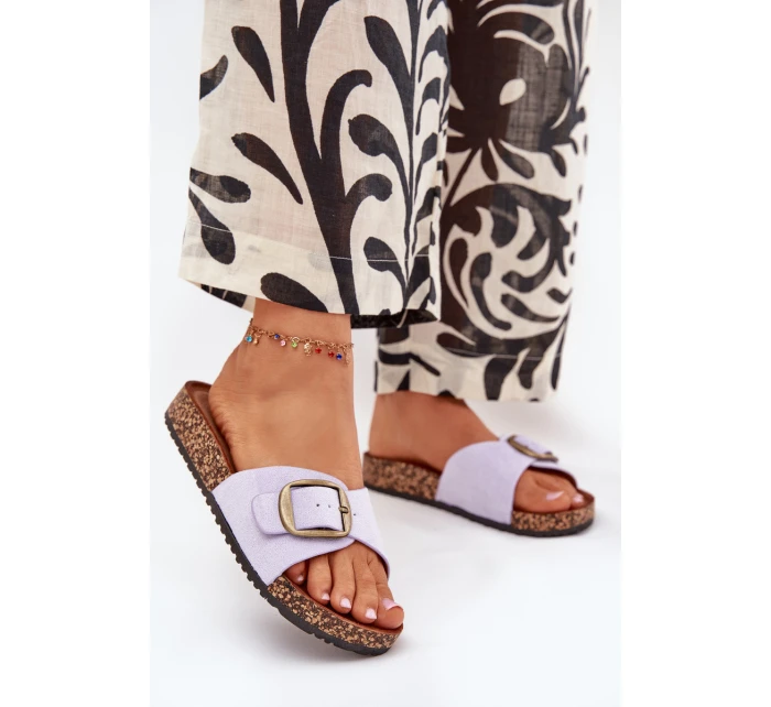 Dámské pantofle s přezkou na korkové platformě – lila Zavira Dámské pantofle s přezkou na korkové platformě – lila Zavira