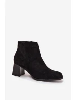 Dámské botky na sloupku z eko semiše – černé Marilou Dámské botky na sloupku z eko semiše – černé Marilou