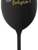 VÍNO JE NÁPOJ BOHOV. SOM BOHYŇA! - čierny pohár na víno 350 ml