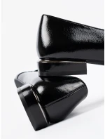 Komfortní  mokasíny černé dámské na širokém podpatku