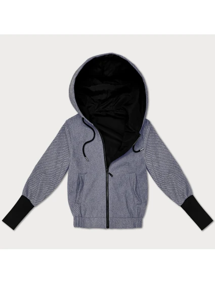 Tmavě modrá krátká pruhovaná bunda se lemem na spodním model 21461496 - S'WEST Tmavě modrá krátká pruhovaná bunda se lemem na spodním model 21461496 - S'WEST