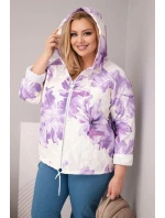 Dámská jarní bunda Plus Size s květinovým vzorem fialová