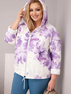 Dámská jarní bunda Plus Size s květinovým vzorem fialová