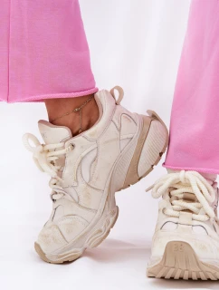 Dámské Kožené Tenisky model 21692733 Béžové - Goe