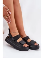 Dámské sandály na platformě se suchým zipem černé model 21696219 - Boto Dámské sandály na platformě se suchým zipem černé model 21696219 - Boto