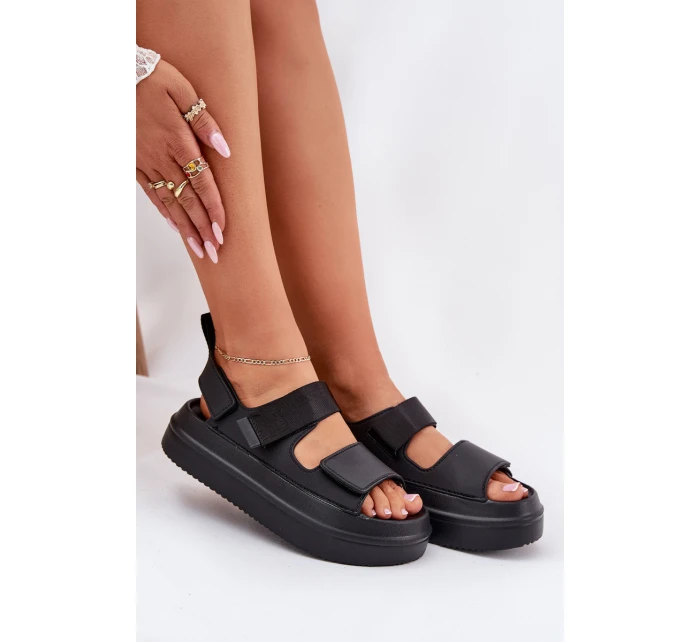 Dámské sandály na platformě se suchým zipem černé model 21696219 - Boto Dámské sandály na platformě se suchým zipem černé model 21696219 - Boto