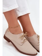 Dámské kožené elegantní šněrovací polobotky model 21707333 béžové - Zazoo