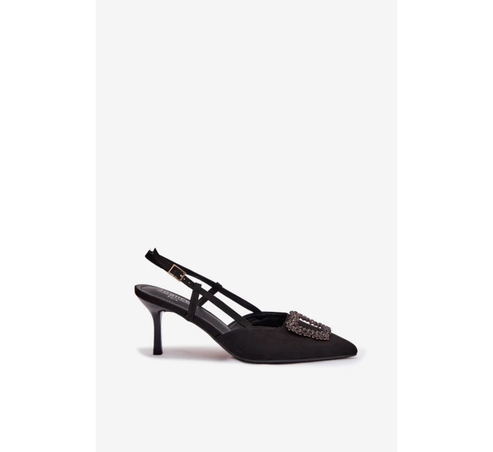Dámské sandály na podpatku s ozdobou Černé Ismeria