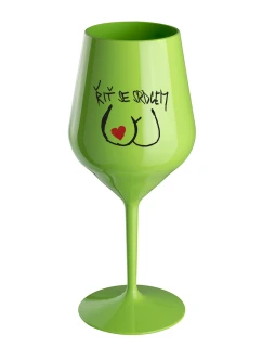 ŘIŤ SE SRDCEM - zelená nerozbitná sklenice na víno 470 ml