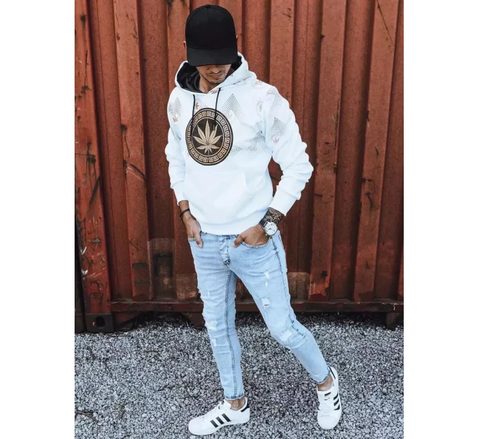 Pánská bílá mikina s potiskem FashionStreet BX5315
