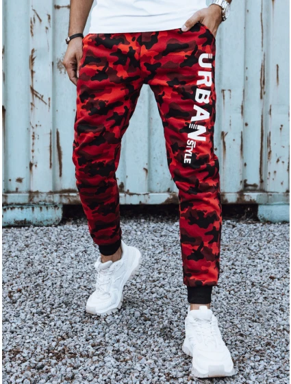 Pánské tepláky s potiskem moro červené FashionStreet UX4444