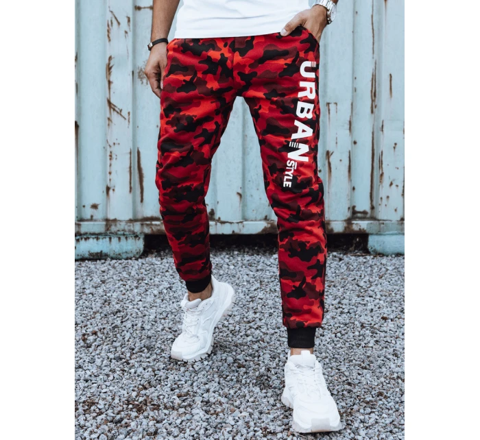 Pánské tepláky s potiskem moro červené FashionStreet UX4444