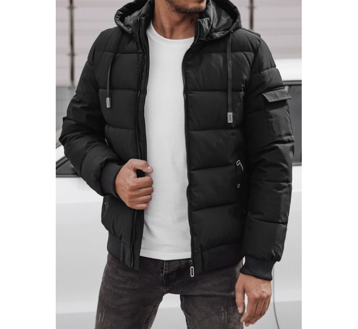 Pánská prošívaná zimní bunda s kapucí černá FashionStreet TX4841 Pánská prošívaná zimní bunda s kapucí černá FashionStreet TX4841