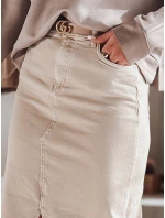 Džínová maxi sukně s rozparkem MIDIWAY béžová FashionStreet CY0479