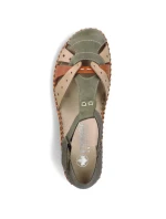 Sandały damskie komfortowe na rzepy zabudowane palce zielone Rieker M1655-54