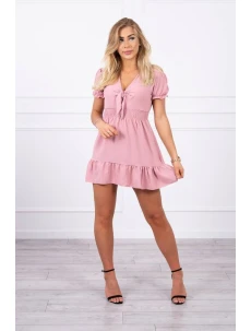 Šaty s vázaným výstřihem do V tmavě růžové