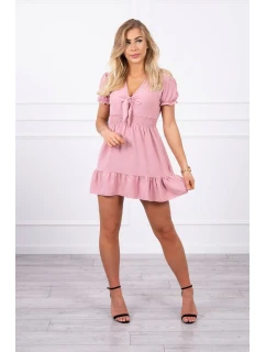 Šaty s vázaným výstřihem do V tmavě růžové