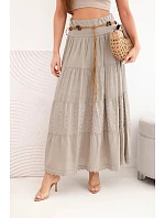 Dámská maxi bavlněná sukně s model 22048773 výšivkou a elastickým pasem fango - K-Fashion