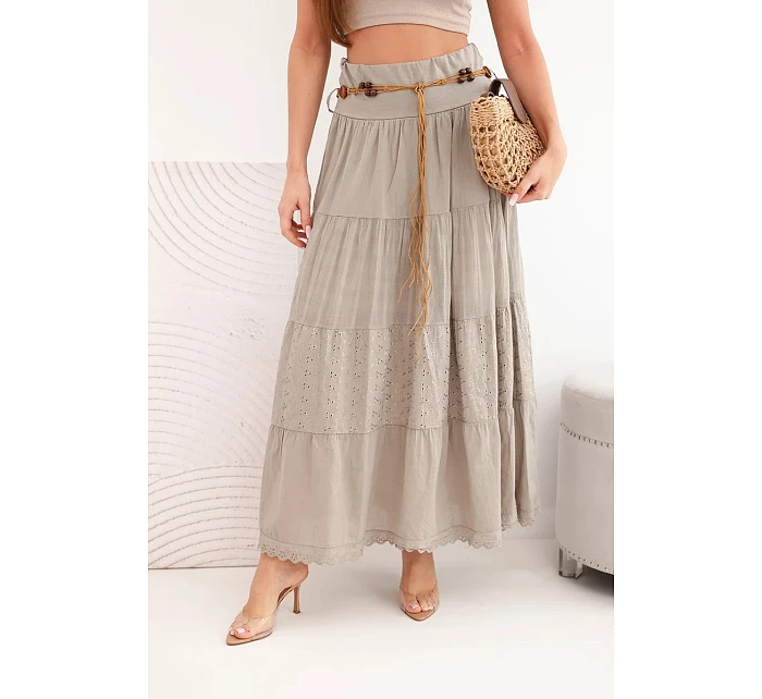 Dámská maxi bavlněná sukně s model 22048773 výšivkou a elastickým pasem fango - K-Fashion