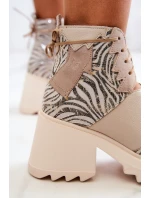 Kožené kozačky Maciejka 05321-04 Béžová