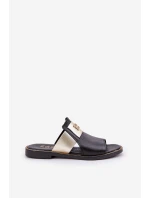 Elegantní Pantofle Z Přírodní Kůže Na Plochém Podpatku model 21684075 Černé - Zazoo Elegantní Pantofle Z Přírodní Kůže Na Plochém Podpatku model 21684075 Černé - Zazoo