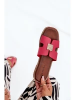 Ploché Pantofle S Výřezy A Dekorací Fuchsie Bohalis Ploché Pantofle S Výřezy A Dekorací Fuchsie Bohalis