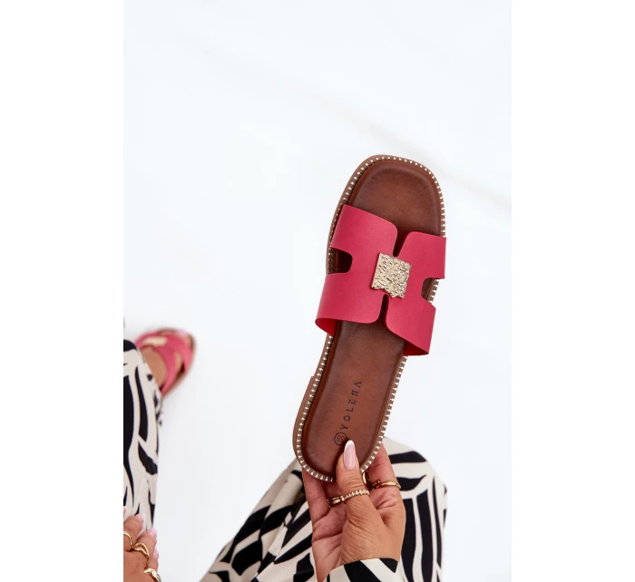 Ploché Pantofle S Výřezy A Dekorací Fuchsie Bohalis Ploché Pantofle S Výřezy A Dekorací Fuchsie Bohalis