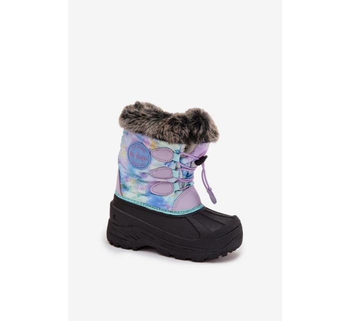 Dívčí sněhule s kožíškem a stahováním Lee Cooper – fialové