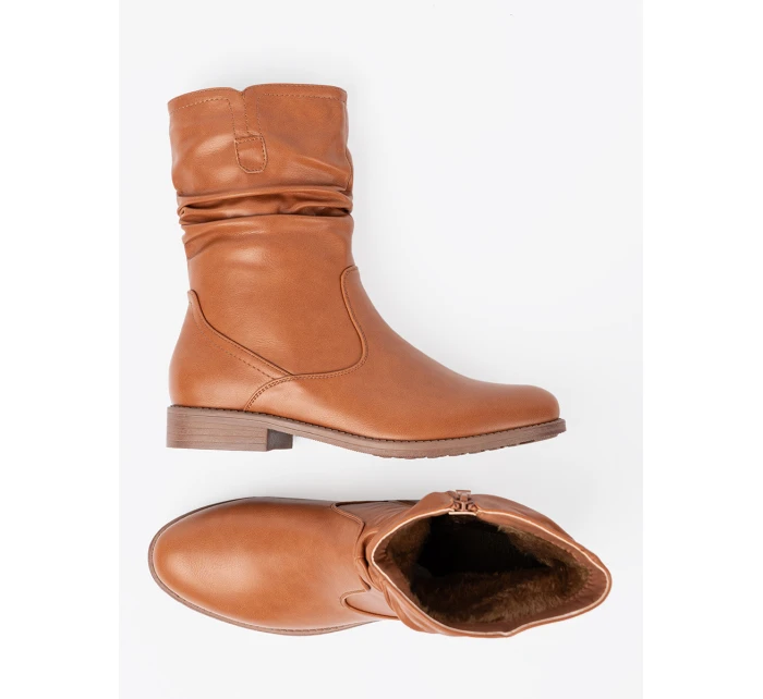 Exkluzívní Karmelowy  kotníčkové boty dámské na plochém podpatku