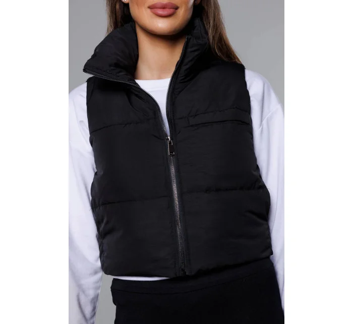 Krátká černá vesta se stojáčkem model 18266810 - J.STYLE Krátká černá vesta se stojáčkem model 18266810 - J.STYLE
