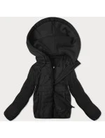 Krátká černá dámská bunda s kapucí model 21066745 - J.STYLE Krátká černá dámská bunda s kapucí model 21066745 - J.STYLE