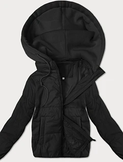 Dámská krátká bunda s pletenou kapucí J Style černá (16M9236-392)