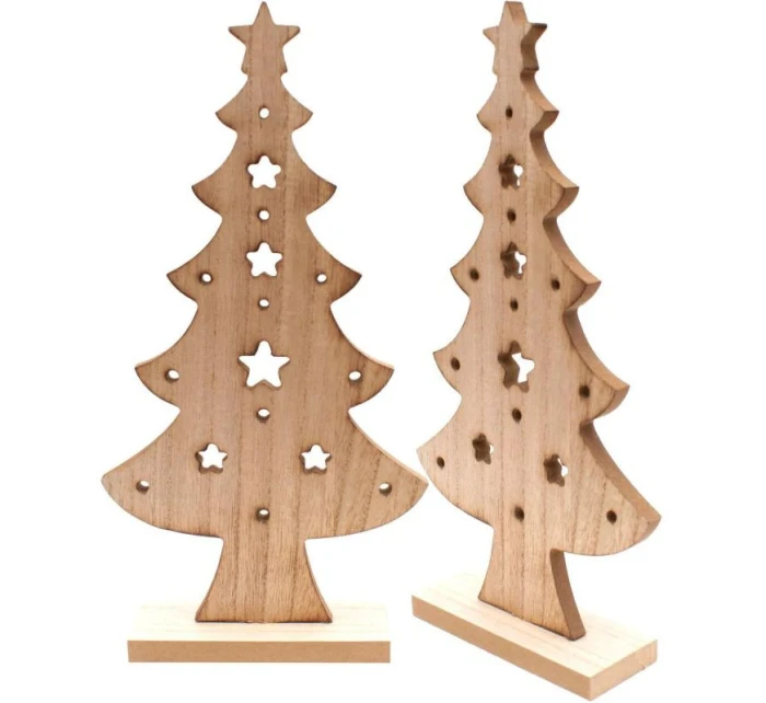 OZDOBNÝ DŘEVĚNÝ VÁNOČNÍ STROMEK 32CM HVĚZDA