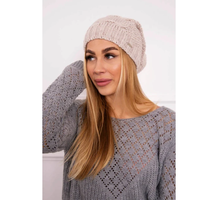 Fleecová čepice light beige model 18750373 - K-Fashion Fleecová čepice light beige model 18750373 - K-Fashion