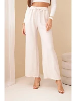 Kalhoty z viskózy se širokými nohavicemi béžové