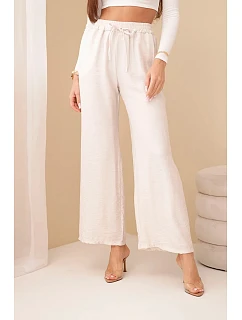 Kalhoty z viskózy se širokými nohavicemi béžové