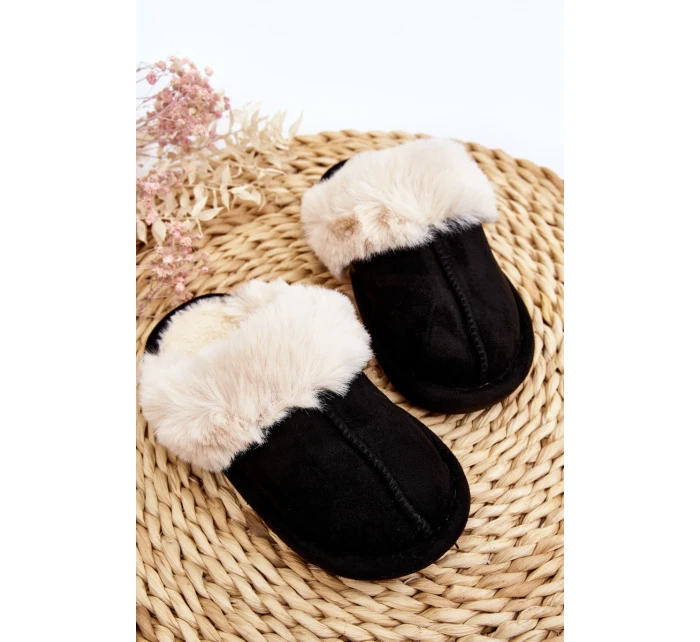 Dětské Pantofle S Kožešinou Černé Befana Dětské Pantofle S Kožešinou Černé Befana