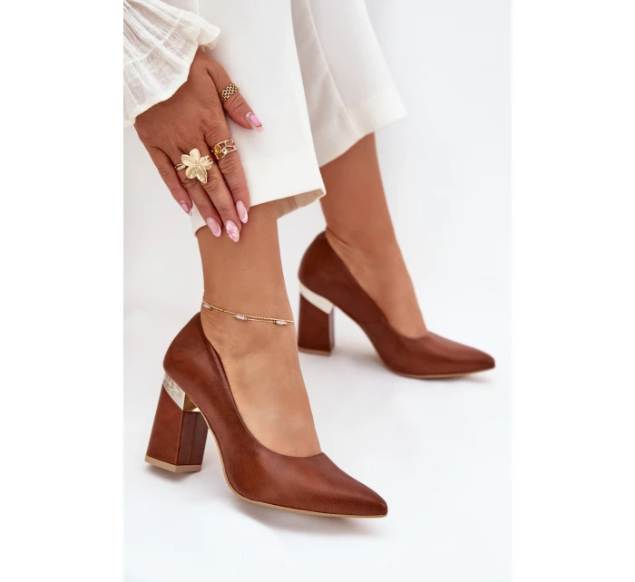 Kožené Lodičky Lewski model 21704050 Tmavě hnědé - Boto